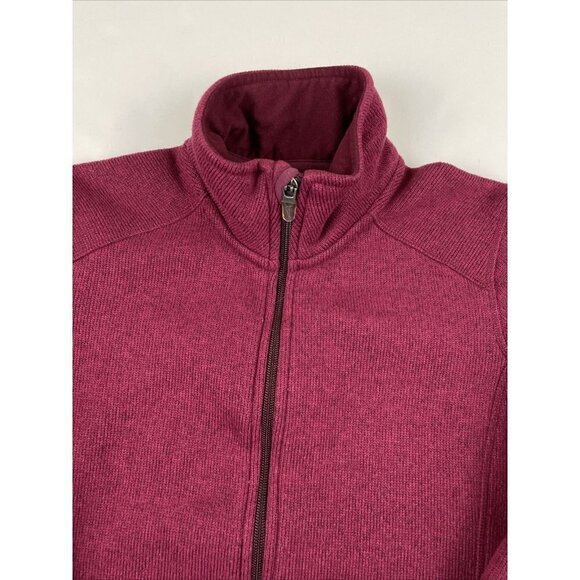 Eddie Bauer Full Zip Knit Fleece Jacket Women’s M Maroon Pockets Mock Neck - Picture 11 of 12